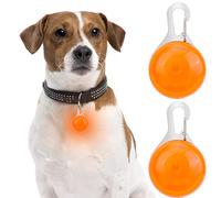 2 Cane Collare Luminoso, Luci di Sicurezza a LED Impermeabili Ciondolo Luminoso, Collare di Cane Luce Luminoso in Silicone luce per cani per Passeggiatori del Bambino e Zaini per Bambini, Arancione