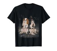 2 Cani Cavalier King Charles Spaniel Che fumano bevono Birra Maglietta