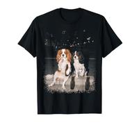 2 Cani Cavalier King Charles Spaniel Che fumano bevono Birra Maglietta