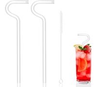 2 canne a bere 1 spazzolino per pulizia Canna da in vetro riutilizzabile design stile flauto appiglio orizzontale alle labbra anti-rigorimento della laterale al borosilicato ad alto adatto vari bicchi