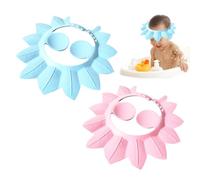 2 cappe da doccia per bambini, a forma di foglia d'acero, cuffia da doccia con protezione dell'udito, cuffia per shampoo, cappa regolabile per shampoo per bambini, artefatto per bambini (blu, rosa)