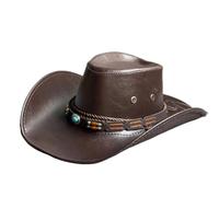 2 cappelli da cowboy western for donna e uomo, cerimonia vintage gentiluomo, berretto cowgirl jazz Per i festival(Brown)