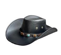 2 cappelli da cowboy western for donna e uomo, cerimonia vintage gentiluomo, berretto cowgirl jazz Per i festival(Black)