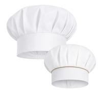 2 cappelli da cuoco bianchi, in cotone, chiusura regolabile, set per | Berretto da cuoco da uomo e donna, per casa, hotel, ristorante, chef