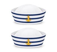 2 cappelli da marinaio blu e bianco, berretto da marinaio regolabile per adulti e bambini, accessorio costume nautico cosplay, travestimento Halloween, festa a tema, crociera, teatro ed evento