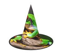2 cappelli di Halloween - carino occhi rossi albero rane stampa streghe decorazione festa strega costume strega, cappello a corno appuntito, regalo festivo