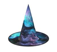 2 cappelli di Halloween - Strega grafica 3D Universo Spazio Stampa Costume Party Donna Uomo Cappello Corno a Punta Luce per Feste Pasqua