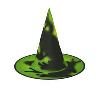 2 cappelli di Halloween - strega verde rana stampa ombra ombra costume festa, donne uomini, cappello corno a punta, luce per le festività pasquali