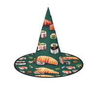 2 cappelli di Halloween - Sushi Food Pattern Stampa streghe Decor Party Witch Costume, cappello di corno a punta, regalo festivo