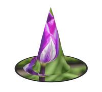 2 cappelli di Halloween - Viola Tulipano Stampa Streghe Decor Party Witch Costume, cappello a punta corno, regalo festivo