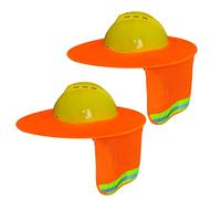 2 cappelli rigidi in colori fluorescenti per protezione dal sole, a tesa intera, in rete, con strisce riflettenti, per lavoratori esterni, protezione totale per il collo