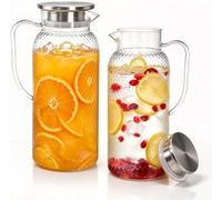2 caraffe per acqua in plastica, 2 litri, con coperchio, per vino, caffè, acqua fredda e calda