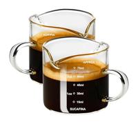 2 caraffe per espresso, con manico, capacità 100 ml, con marcatura da 75 ml