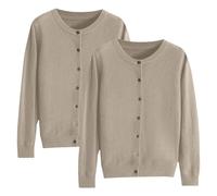 2 cardigan da donna tinta unita a maniche lunghe maglioni cardigan per le donne casual lavorato a maglia aperto davanti cardigan da donna, Cardigan da donna Coffee-Christmas, XL