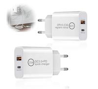 2 caricabatterie USB C da 25 W, per Samsung 2 porte, USB-C USB-A, adattatore di alimentazione PD+QC 3.0, spina multipla per Galaxy S24/S23/S22/S21 iPhone 16/15/14 Type C Device