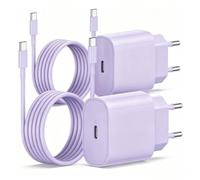 2 caricabatterie USB C e cavi di ricarica per iPhone 17/17 Pro/16 Pro Max/15 Pro/15 Plus, iPad, MacBook, Samsung, adattatore di alimentazione USB C da 20 W, caricatore rapido con cavo di ricarica
