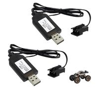 2 Caricatore Battery, Caricabatterie per Drone, Cavo di Ricarica per Batteria 7,4V 1000mAh SM-3P, Compatibile con Droni Auto Aerei Barche Robot, Caricatore con Protezione Sovraccarico Corto Circuito