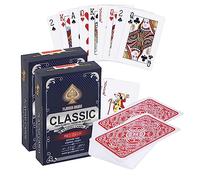 2 carte da gioco in plastica | Impermeabile | Qualità professionale | 100% PVC resistente all'acqua | Design di lusso con carta classica | Flessibile e robusto | Bridge & Poker | Duo-Pack Rosso