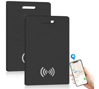 2 carte di tracciamento del portafoglio sottile, ricaricabili senza fili, IP68, impermeabile, compatibile con Apple Find My(solo iOS), per portafogli, telefono, passaporti (nero)