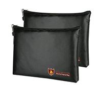 2 cartelle portadocumenti ignifughe, 34 x 25 cm, impermeabile, resistente al fuoco, per banconote, grande capacità, per documenti, denaro, passaporto, file bancari e contanti