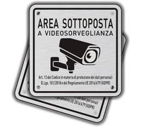 2 Cartelli Area Videosorvegliata in Alluminio Con Avviso GDPR, 10X10Cm Cartello