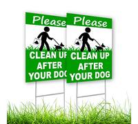 2 cartelli "Clean Up After Your Dog", double-face, 20,3 x 30,5 cm, in plastica, per cortile, con scritta "Pick Up After Your Dog", Pick Up After Your Dog", No Dog Poop Signs for Yard - Dog Signs No