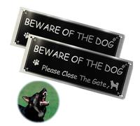 2 cartelli con scritta in lingua inglese "Beware Of The Dog", "Please Close The Gate", per esterni, con design retrò per case, fattorie e proprietà commerciali