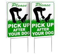 2 cartelli con scritta in lingua inglese "Please Pick Up After Your Dog", 20,3 x 30,5 cm, double-face, in coroplast senza cacca