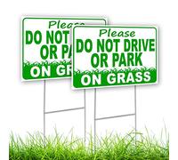 2 cartelli con scritta "Please Do Not Drive or Park on Grass Yard - 20,3 x 30,5 cm double face Coroplast No Parking on Grass - Keep Off Grass con paletto per cortile