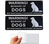 2 cartelli di avvertimento per cani con scritta "Beware Of The Dog", in alluminio preforato, design retrò, per cancello esterno, per recinzioni, cancelli, alberi, 9,9 x 24 cm