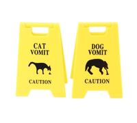 2 cartelli di vomito per cani e gatti, 10,2 cm, per gatti, vomito, avvertimento, divertente, decorazione per gli amanti dei cani e gatti, giallo