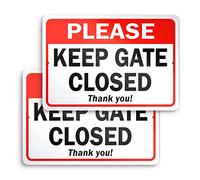 2 cartelli in alluminio con scritta in inglese "Please Keep Gate Closed", 7 x 10, Keep Gate Locked, Close the Gate Sign