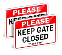 2 cartelli in alluminio con scritta in inglese "Please Keep Gate Closed", 7 x 10, Keep Gate Locked, Close the Gate Sign