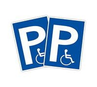 2 cartelli XXL per parcheggio disabili, 30 x 40 cm, in robusto pannello in PVC rigido da 5 mm, parcheggio per sedie a rotelle, solo con carta d'identità con protezione UV di Strobo