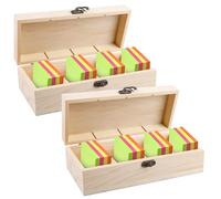 2 cartoncini in legno, formato A8, 25 x 9,5 x 7 cm, in legno con coperchio, per ufficio, scuole e casa (cartoncini non inclusi)