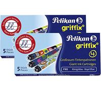2 cartucce griffix per penna stilografica, Pelikan, blu reale