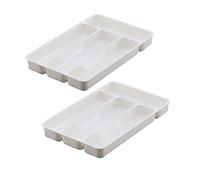 2 cassetti per posate da cucina, finitura separata, contenitore per cucchiaio, forchetta, vassoio in polipropilene, portaposate, cassetto da cucina