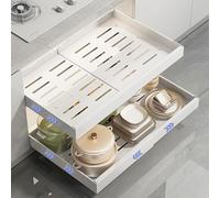 2 cassetti telescopici, larghezza regolabile, organizer estraibile per armadio, cassetto estraibile da cucina, da incollare, organizer da cucina, estraibile, non richiede forature e chiodi
