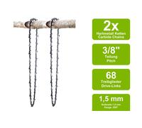 2 Catene Di Acciaio Duro Compatibili Per Active MT62 | 45Cm 3/8 68TG 1,5Mm