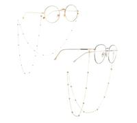 2 catene di occhiali, corde da indossare intorno al collo. Adatti agli occhiali da sole e da lettura per donne e uomini. Possono servire come cinturini per maschere, a forma di collana, argento e oro.