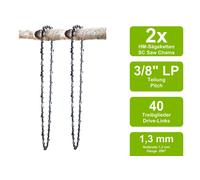 2 Catene Di Rete Compatibili Con Worx WG305E | 25Cm 3/8Lp 40Tg 1,3Mm