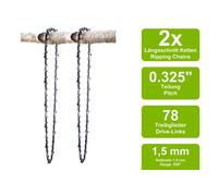 2 Catene Di Sega A Larghezza Adatta Per Güde KS400B | 50Cm 0.325 78Tg 1,5Mm