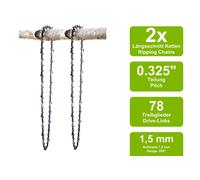 2 Catene Di Sega A Lunghezza Adatta Per Dolmar 112 | 50Cm 0.325 78TG 1,5Mm