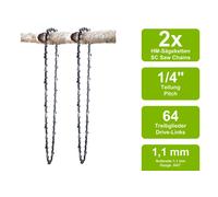 2 Catene Di Sega Compatibili Con Stihl MS151 TC-E | 30Cm 1/4 64TG 1,1Mm