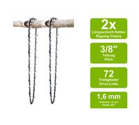 2 Catene Di Sega Lunga Adatte Per Oleo-Mac 254 | 50Cm 3/8 72TG 1,6Mm