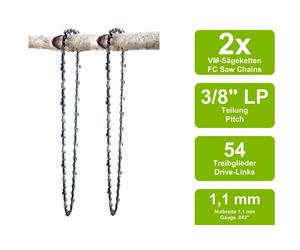 2 Catene Di Sega VM Compatibili Con McCulloch 22 | 35Cm 3/8LP 54TG 1,1Mm