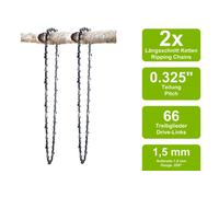 2 Catene Di Seghe A Lama Lunga Adatte Per Güde KS400B | 40CM 0.325 66TG 1.5MM