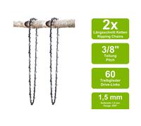2 Catene Di Seghe A Lunghezza Compatibili Con Partner R22 | 40Cm 3/8 60TG 1,5Mm