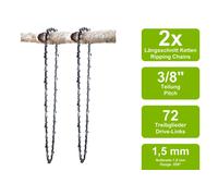 2 Catene Di Seghe A Lungo Compatibili Con Oleo-Mac 254 | 50Cm 3/8 72TG 1,5Mm