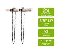 2 Catene Di Seghe Compatibili Con Ergo-Tools E-KS 2035 | 35Cm 3/8Lp 52Tg 1,3Mm